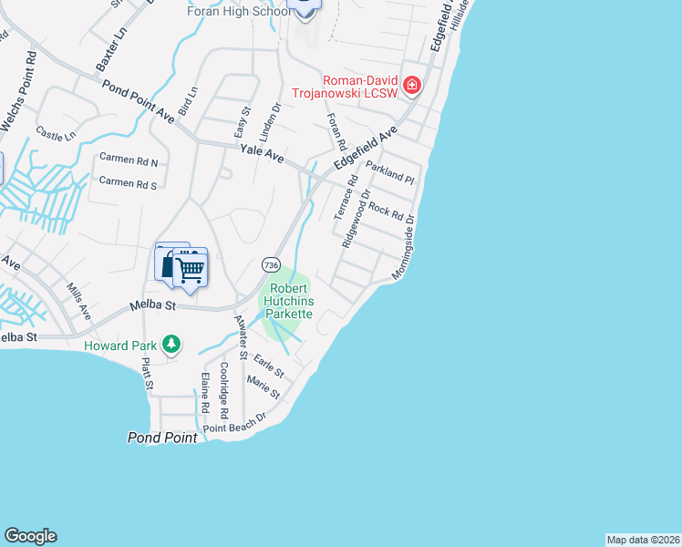 map of restaurants, bars, coffee shops, grocery stores, and more near 23 Crest Place in Milford
