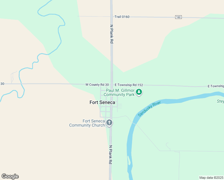 map of restaurants, bars, coffee shops, grocery stores, and more near 5950 North Plank Road in Tiffin