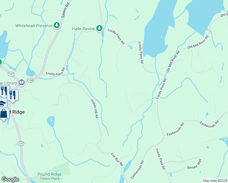 map of restaurants, bars, coffee shops, grocery stores, and more near 28 Winterbottom Lane in Pound Ridge