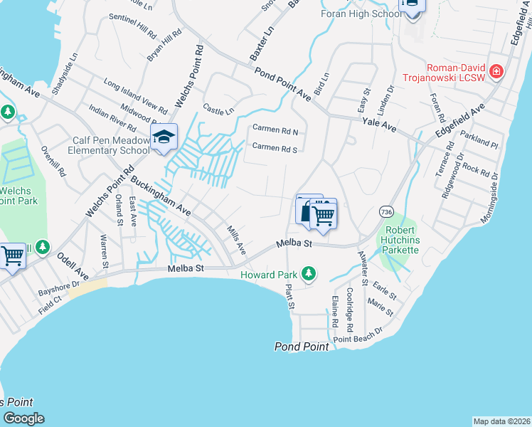 map of restaurants, bars, coffee shops, grocery stores, and more near 36 Carriage Drive in Milford