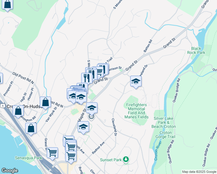 map of restaurants, bars, coffee shops, grocery stores, and more near 175 Maple Street in Croton-on-Hudson