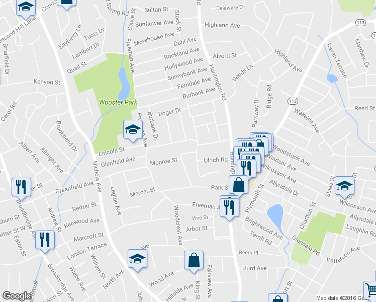 map of restaurants, bars, coffee shops, grocery stores, and more near 185 Sheppard Street in Stratford