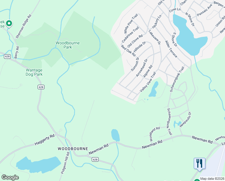map of restaurants, bars, coffee shops, grocery stores, and more near 1 Fairview Terrace in Wantage