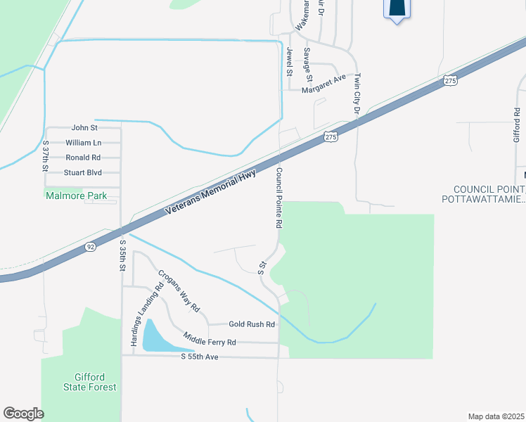 map of restaurants, bars, coffee shops, grocery stores, and more near 3121 Macineery Drive in Council Bluffs
