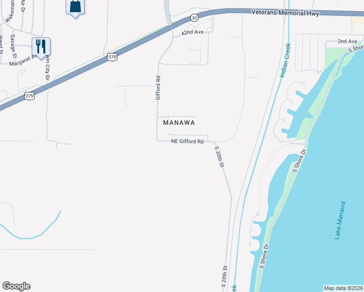 map of restaurants, bars, coffee shops, grocery stores, and more near 4807 Gifford Road in Council Bluffs