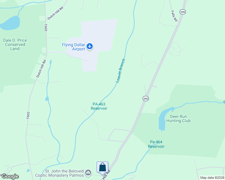 map of restaurants, bars, coffee shops, grocery stores, and more near 2657 Pennsylvania 390 in Monroe County