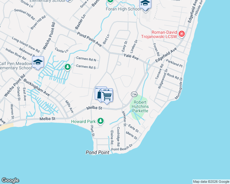 map of restaurants, bars, coffee shops, grocery stores, and more near 587 Pond Point Avenue in Milford