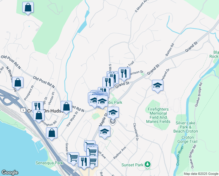 map of restaurants, bars, coffee shops, grocery stores, and more near 3 Mount Airy Woods in Croton-on-Hudson