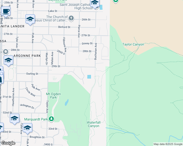 map of restaurants, bars, coffee shops, grocery stores, and more near 1785 29th Street in Ogden