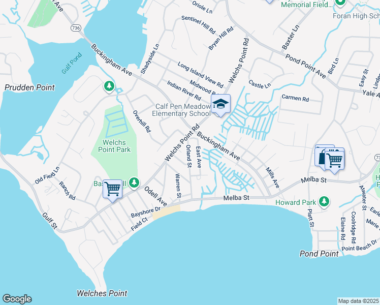 map of restaurants, bars, coffee shops, grocery stores, and more near 85 Orland Street in Milford