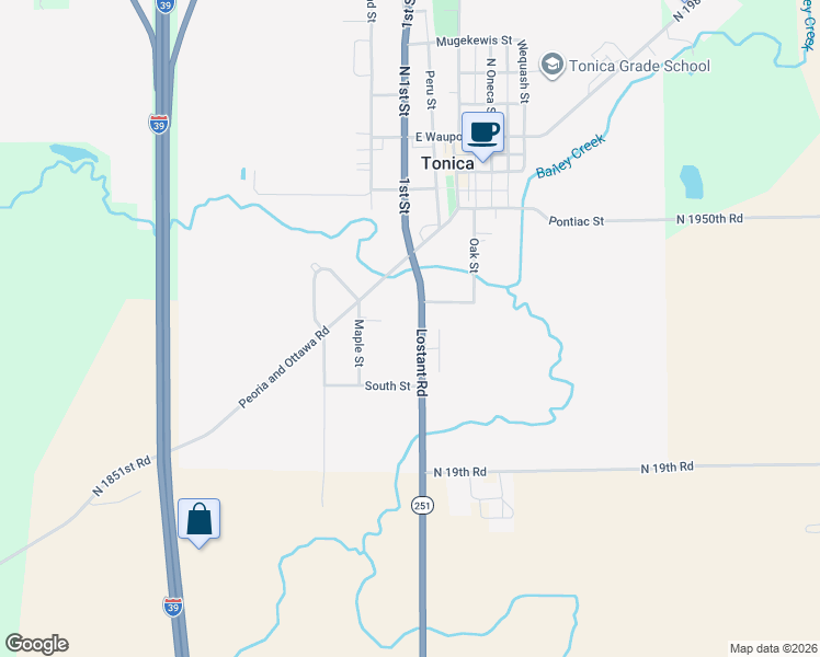 map of restaurants, bars, coffee shops, grocery stores, and more near 403 1st Street in Tonica