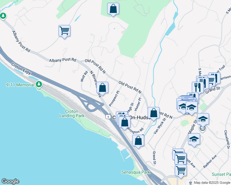 map of restaurants, bars, coffee shops, grocery stores, and more near 29 Prospect Place in Croton-on-Hudson