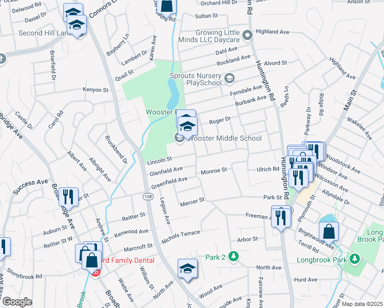 map of restaurants, bars, coffee shops, grocery stores, and more near 150 Lincoln Street in Stratford