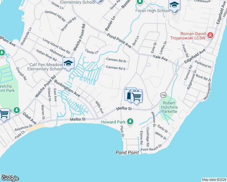 map of restaurants, bars, coffee shops, grocery stores, and more near 36 Carriage Drive in Milford