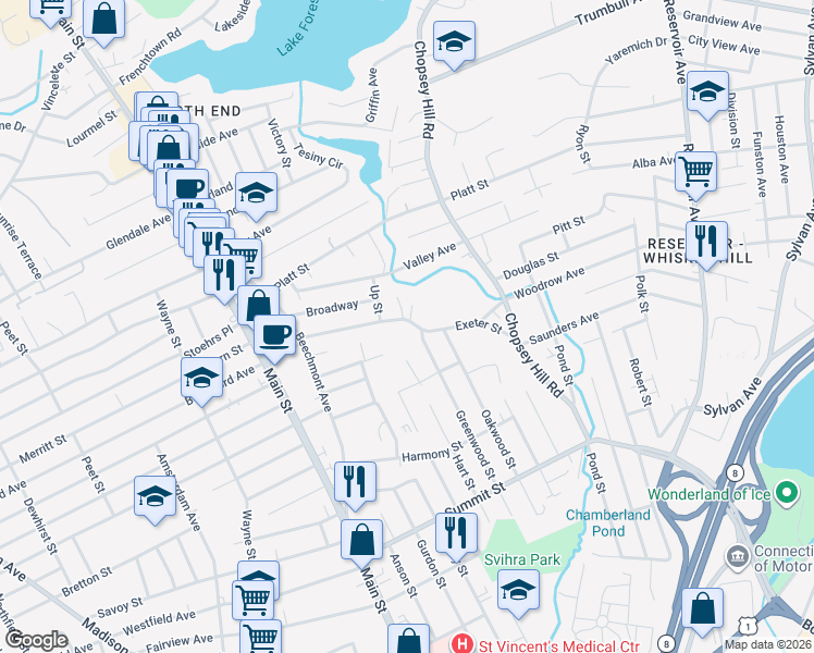 map of restaurants, bars, coffee shops, grocery stores, and more near 479 Greenwood Street in Bridgeport