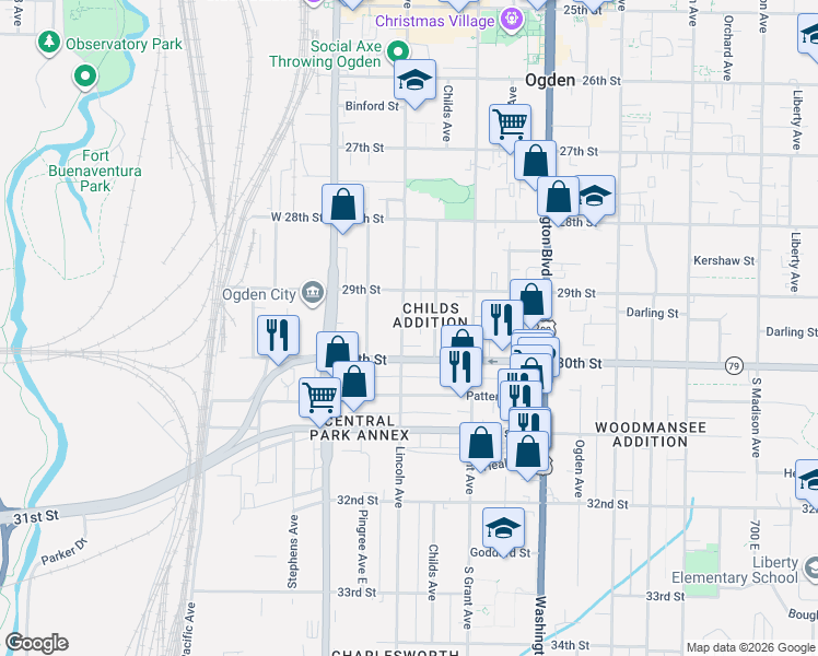 map of restaurants, bars, coffee shops, grocery stores, and more near 2946 Lincoln Avenue in Ogden