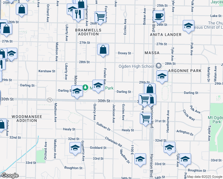 map of restaurants, bars, coffee shops, grocery stores, and more near 2933 Jackson Avenue in Ogden