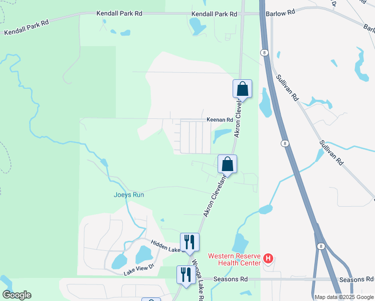 map of restaurants, bars, coffee shops, grocery stores, and more near 100 Keenan Road in Peninsula