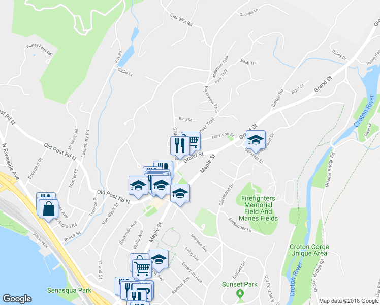 map of restaurants, bars, coffee shops, grocery stores, and more near 4 Church Street in Croton-on-Hudson