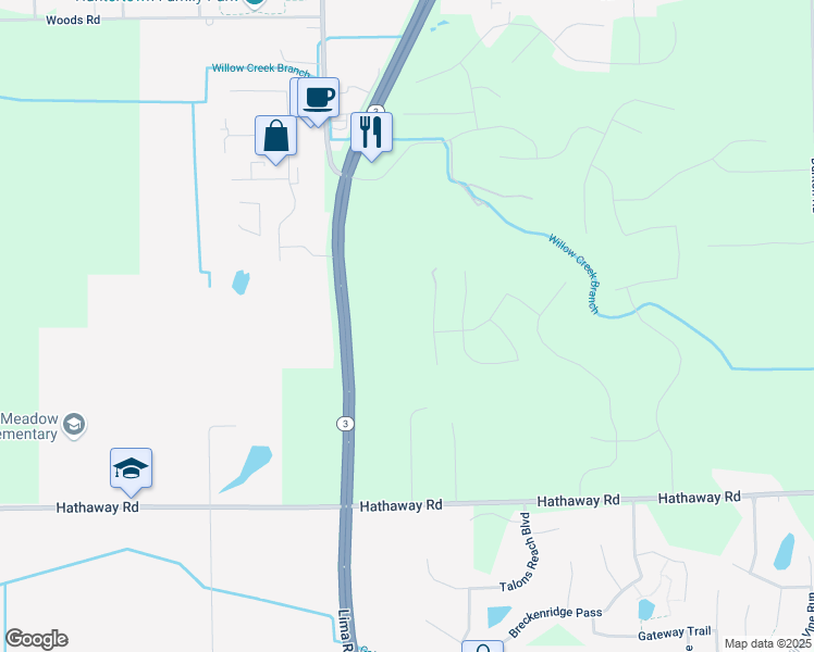 map of restaurants, bars, coffee shops, grocery stores, and more near 13928 Lima Road in Fort Wayne