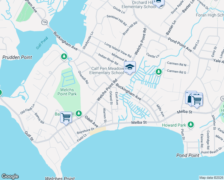 map of restaurants, bars, coffee shops, grocery stores, and more near 85 Orland Street in Milford