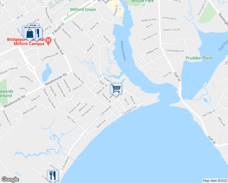 map of restaurants, bars, coffee shops, grocery stores, and more near 20 Elder Street in Milford