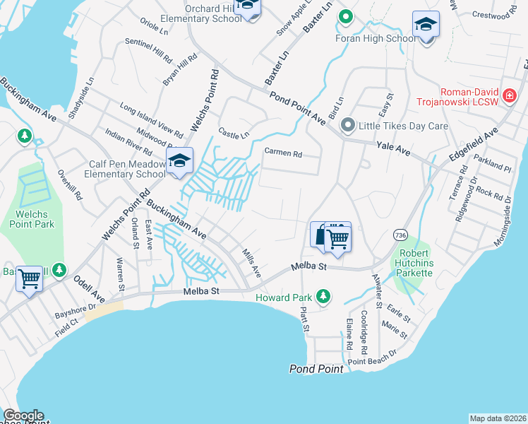 map of restaurants, bars, coffee shops, grocery stores, and more near 48 Olive Street in Milford