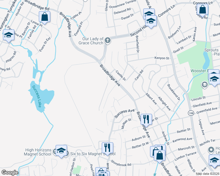 map of restaurants, bars, coffee shops, grocery stores, and more near 3191 Broadbridge Avenue in Stratford