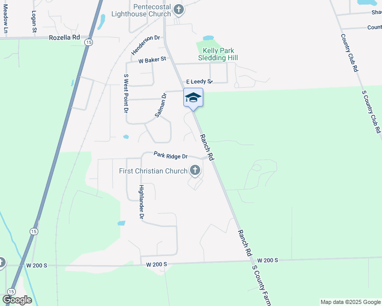 map of restaurants, bars, coffee shops, grocery stores, and more near 120 Park Ridge Drive in Warsaw