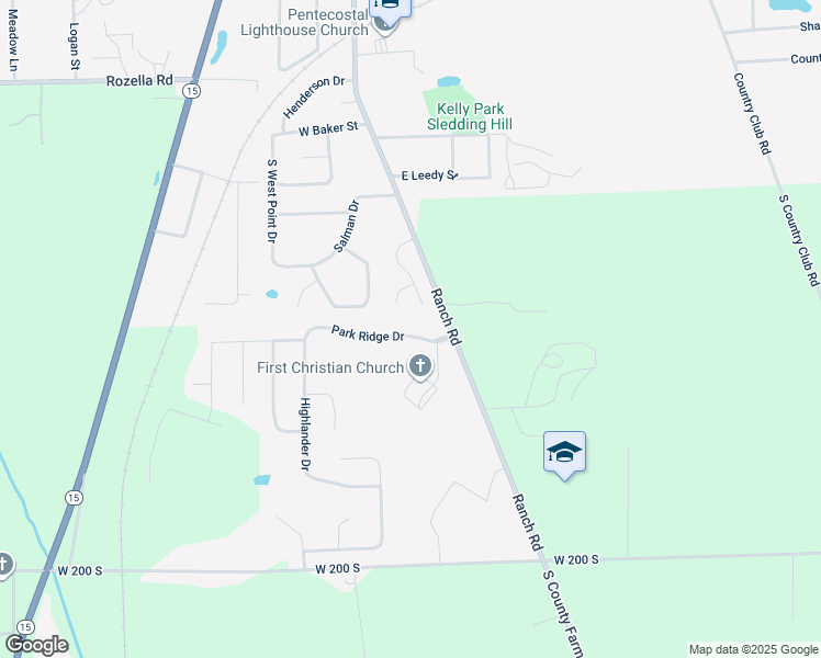 map of restaurants, bars, coffee shops, grocery stores, and more near 120 Park Ridge Drive in Warsaw