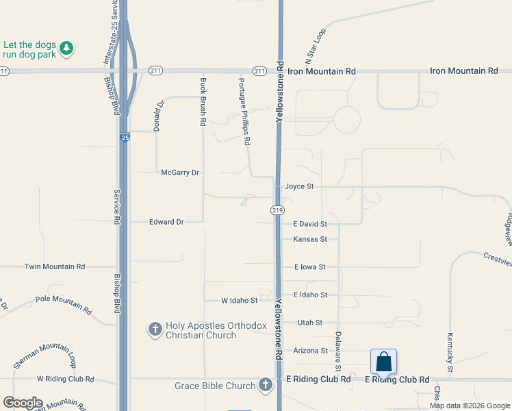 map of restaurants, bars, coffee shops, grocery stores, and more near 10118 Yellowstone Road in Cheyenne