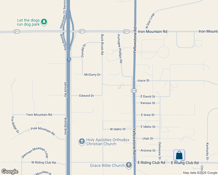 map of restaurants, bars, coffee shops, grocery stores, and more near 10118 Yellowstone Road in Cheyenne