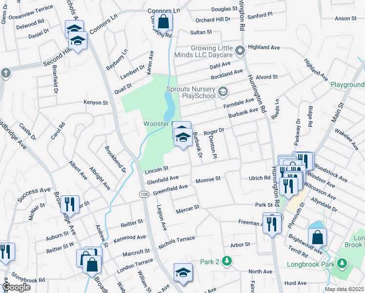 map of restaurants, bars, coffee shops, grocery stores, and more near 150 Lincoln Street in Stratford