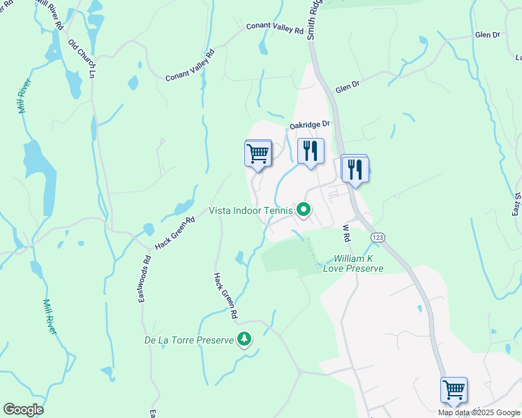 map of restaurants, bars, coffee shops, grocery stores, and more near 200 Oakridge Drive in South Salem