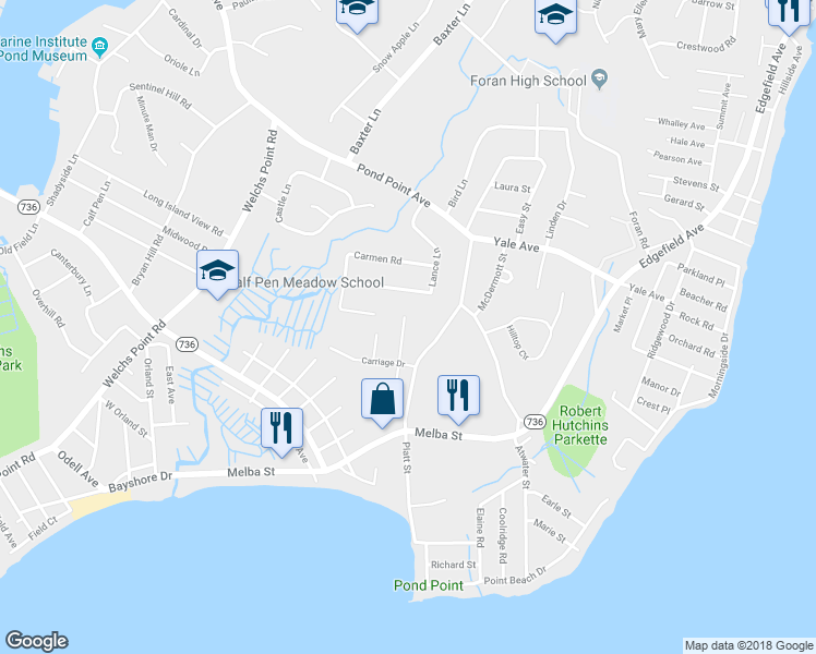 map of restaurants, bars, coffee shops, grocery stores, and more near 41 Carriage Path North in Milford