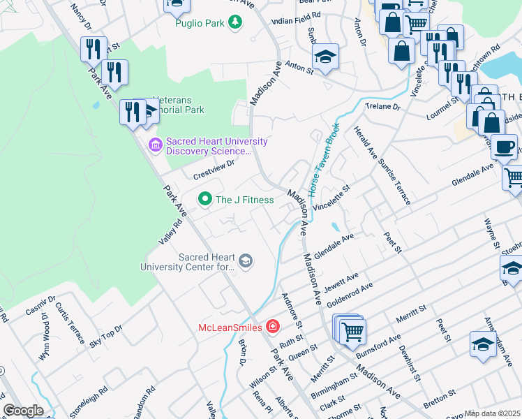 map of restaurants, bars, coffee shops, grocery stores, and more near 3 Teresa Place in Bridgeport