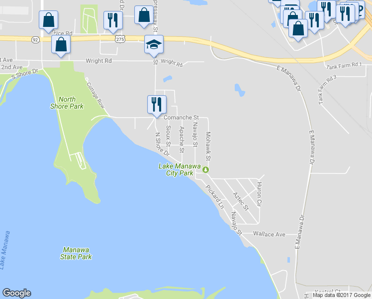 map of restaurants, bars, coffee shops, grocery stores, and more near 4603 Apache Street in Council Bluffs