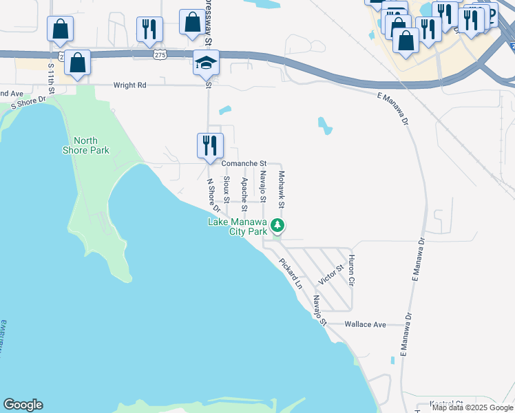 map of restaurants, bars, coffee shops, grocery stores, and more near 4603 Apache Street in Council Bluffs