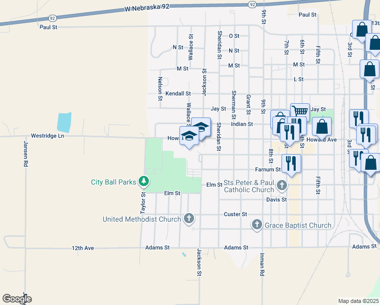 map of restaurants, bars, coffee shops, grocery stores, and more near 1305 Howard Avenue in Saint Paul