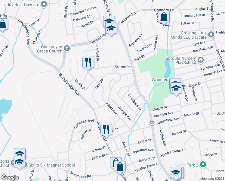map of restaurants, bars, coffee shops, grocery stores, and more near 245 Marina Drive in Stratford