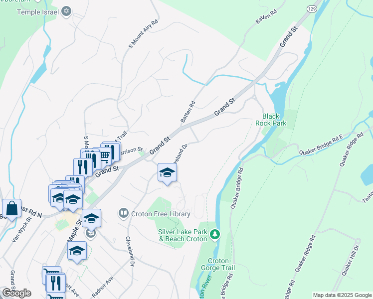 map of restaurants, bars, coffee shops, grocery stores, and more near 208 Cleveland Drive in Croton-on-Hudson