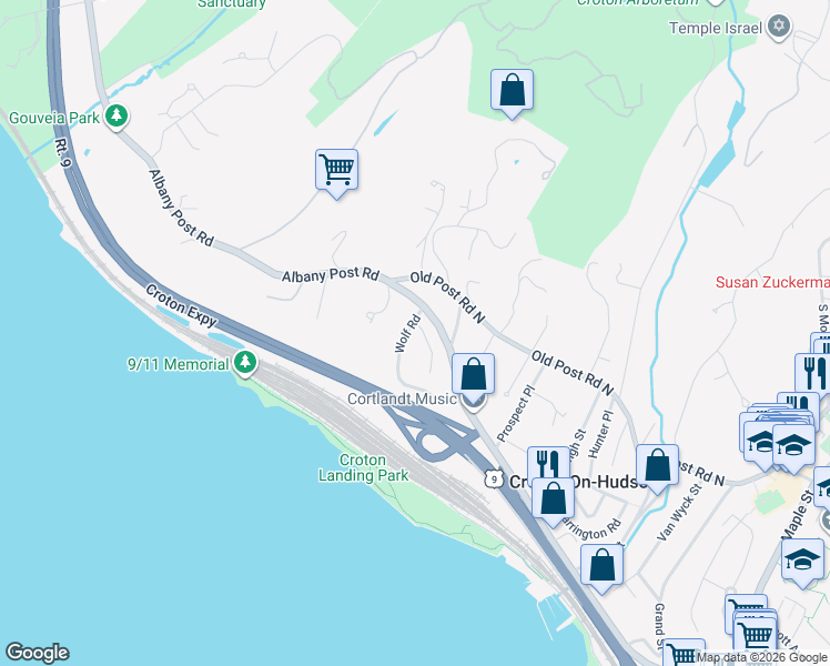 map of restaurants, bars, coffee shops, grocery stores, and more near 2 Cook Lane in Croton-on-Hudson