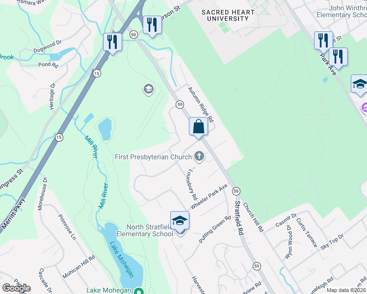 map of restaurants, bars, coffee shops, grocery stores, and more near 108 Colonese Road in Fairfield