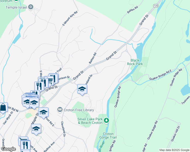 map of restaurants, bars, coffee shops, grocery stores, and more near 208 Cleveland Drive in Croton-on-Hudson