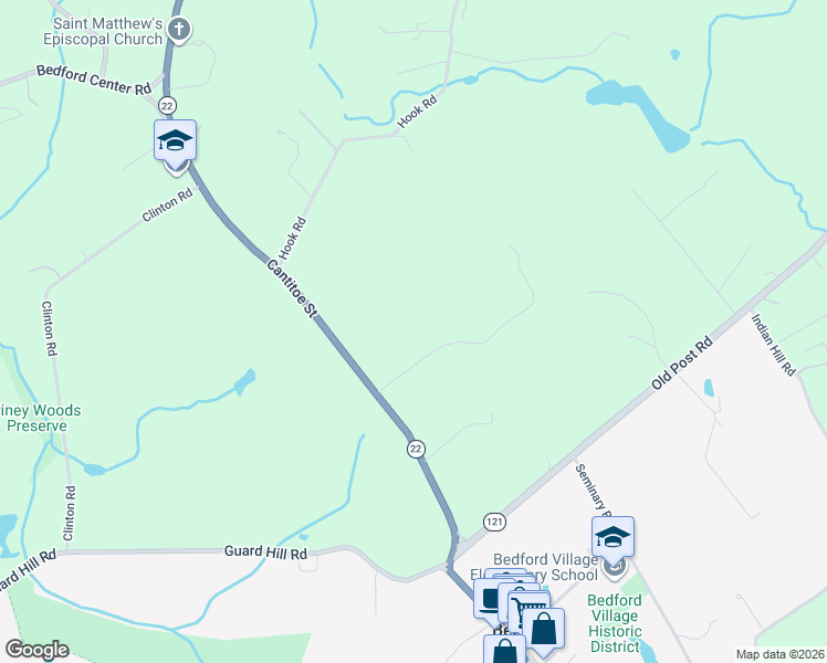 map of restaurants, bars, coffee shops, grocery stores, and more near 22 Long Meadow Road in Bedford