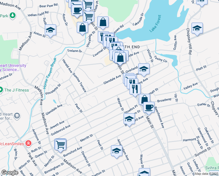 map of restaurants, bars, coffee shops, grocery stores, and more near 146 Englewood Avenue in Bridgeport