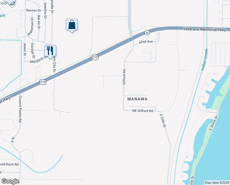 map of restaurants, bars, coffee shops, grocery stores, and more near 4829 Gifford Road in Council Bluffs