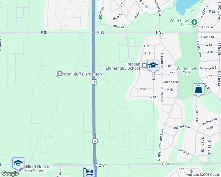 map of restaurants, bars, coffee shops, grocery stores, and more near 4929 South 204th Street in Douglas County