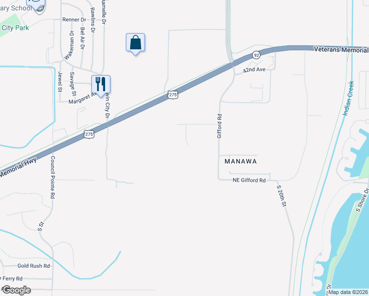 map of restaurants, bars, coffee shops, grocery stores, and more near 4445 Gifford Road in Council Bluffs