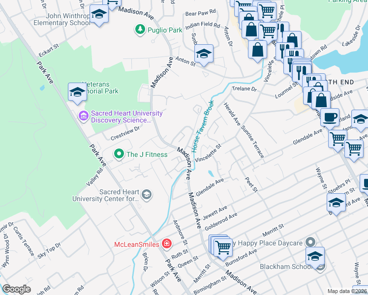 map of restaurants, bars, coffee shops, grocery stores, and more near 60 Cherry Hill Drive in Bridgeport